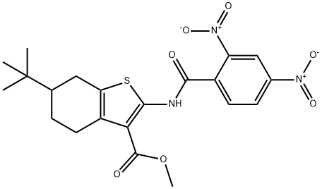 methyl 2-({2,4-dinitrobenzoyl}amino)-6-tert-butyl-4,5,6,7-tetrahydro-1-benzothiophene-3-carboxylate Struktur