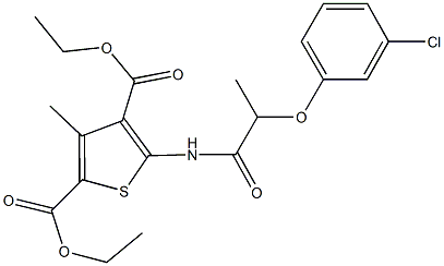 diethyl 5-{[2-(3-chlorophenoxy)propanoyl]amino}-3-methylthiophene-2,4-dicarboxylate Struktur