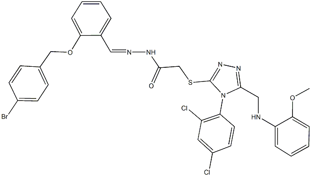 N'-{2-[(4-bromobenzyl)oxy]benzylidene}-2-({4-(2,4-dichlorophenyl)-5-[(2-methoxyanilino)methyl]-4H-1,2,4-triazol-3-yl}sulfanyl)acetohydrazide Struktur