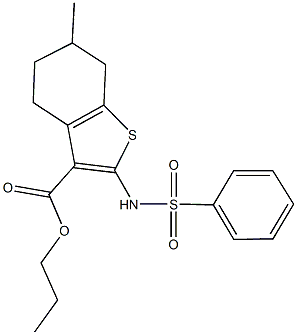 propyl 6-methyl-2-[(phenylsulfonyl)amino]-4,5,6,7-tetrahydro-1-benzothiophene-3-carboxylate Struktur