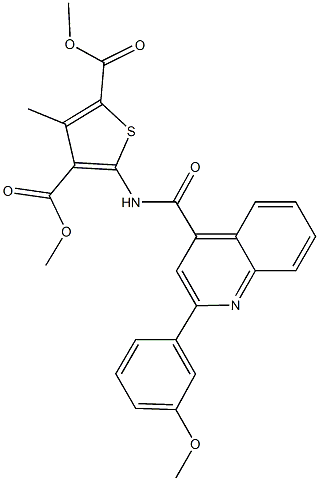 dimethyl 5-({[2-(3-methoxyphenyl)-4-quinolinyl]carbonyl}amino)-3-methyl-2,4-thiophenedicarboxylate Struktur