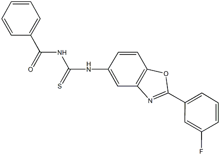 N-benzoyl-N'-[2-(3-fluorophenyl)-1,3-benzoxazol-5-yl]thiourea Struktur