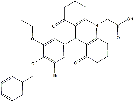 (9-[4-(benzyloxy)-3-bromo-5-ethoxyphenyl]-1,8-dioxo-2,3,4,5,6,7,8,9-octahydro-10(1H)-acridinyl)acetic acid Struktur