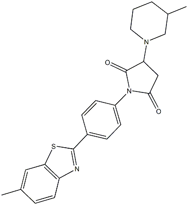 1-[4-(6-methyl-1,3-benzothiazol-2-yl)phenyl]-3-(3-methyl-1-piperidinyl)-2,5-pyrrolidinedione Struktur