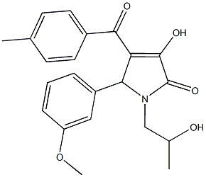 3-hydroxy-1-(2-hydroxypropyl)-5-(3-methoxyphenyl)-4-(4-methylbenzoyl)-1,5-dihydro-2H-pyrrol-2-one Struktur