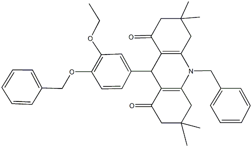 10-benzyl-9-[4-(benzyloxy)-3-ethoxyphenyl]-3,3,6,6-tetramethyl-3,4,6,7,9,10-hexahydro-1,8(2H,5H)-acridinedione Struktur