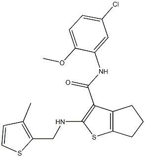 N-(5-chloro-2-methoxyphenyl)-2-{[(3-methyl-2-thienyl)methyl]amino}-5,6-dihydro-4H-cyclopenta[b]thiophene-3-carboxamide Struktur