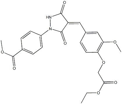 methyl 4-{4-[4-(2-ethoxy-2-oxoethoxy)-3-methoxybenzylidene]-3,5-dioxo-1-pyrazolidinyl}benzoate Struktur