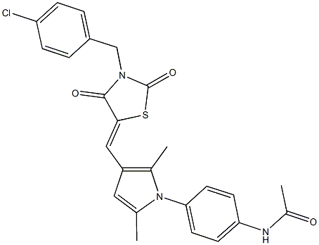 N-[4-(3-{[3-(4-chlorobenzyl)-2,4-dioxo-1,3-thiazolidin-5-ylidene]methyl}-2,5-dimethyl-1H-pyrrol-1-yl)phenyl]acetamide Struktur