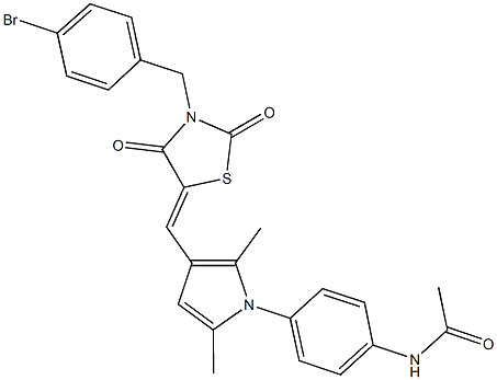 N-[4-(3-{[3-(4-bromobenzyl)-2,4-dioxo-1,3-thiazolidin-5-ylidene]methyl}-2,5-dimethyl-1H-pyrrol-1-yl)phenyl]acetamide Struktur