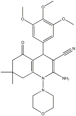 2-amino-7,7-dimethyl-1-(4-morpholinyl)-5-oxo-4-(3,4,5-trimethoxyphenyl)-1,4,5,6,7,8-hexahydro-3-quinolinecarbonitrile Struktur