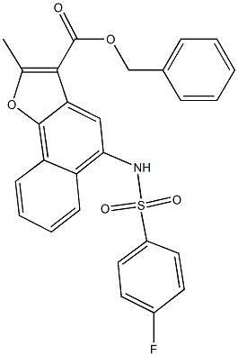 benzyl 5-{[(4-fluorophenyl)sulfonyl]amino}-2-methylnaphtho[1,2-b]furan-3-carboxylate Struktur