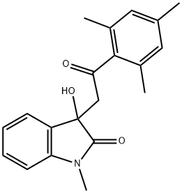 3-hydroxy-3-(2-mesityl-2-oxoethyl)-1-methyl-1,3-dihydro-2H-indol-2-one Struktur