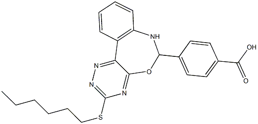 4-[3-(hexylthio)-6,7-dihydro[1,2,4]triazino[5,6-d][3,1]benzoxazepin-6-yl]benzoicacid Struktur