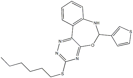 hexyl6-(3-thienyl)-6,7-dihydro[1,2,4]triazino[5,6-d][3,1]benzoxazepin-3-ylsulfide Struktur