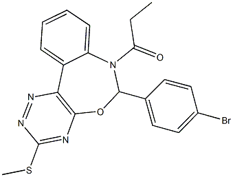 6-(4-bromophenyl)-3-(methylsulfanyl)-7-propionyl-6,7-dihydro[1,2,4]triazino[5,6-d][3,1]benzoxazepine Struktur