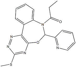 3-(methylsulfanyl)-7-propionyl-6-(2-pyridinyl)-6,7-dihydro[1,2,4]triazino[5,6-d][3,1]benzoxazepine Struktur