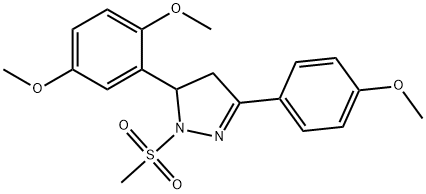 5-(2,5-dimethoxyphenyl)-3-(4-methoxyphenyl)-1-(methylsulfonyl)-4,5-dihydro-1H-pyrazole Struktur