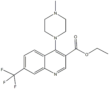 ethyl 4-(4-methyl-1-piperazinyl)-7-(trifluoromethyl)-3-quinolinecarboxylate Struktur