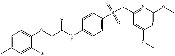 2-(2-bromo-4-methylphenoxy)-N-(4-{[(2,6-dimethoxy-4-pyrimidinyl)amino]sulfonyl}phenyl)acetamide Struktur