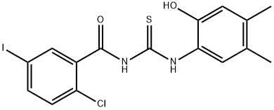 N-(2-chloro-5-iodobenzoyl)-N'-(2-hydroxy-4,5-dimethylphenyl)thiourea Struktur