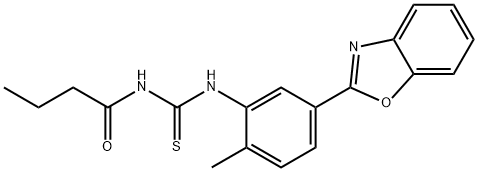 N-[5-(1,3-benzoxazol-2-yl)-2-methylphenyl]-N'-butyrylthiourea Struktur