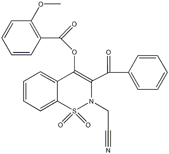 3-benzoyl-2-(cyanomethyl)-1,1-dioxido-2H-1,2-benzothiazin-4-yl 2-methoxybenzoate Struktur