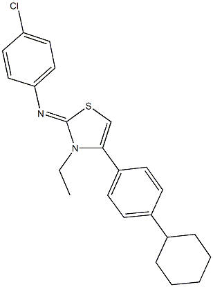 N-(4-chlorophenyl)-N-(4-(4-cyclohexylphenyl)-3-ethyl-1,3-thiazol-2(3H)-ylidene)amine Struktur