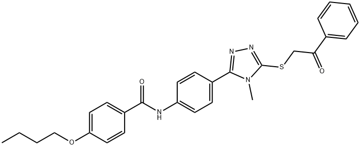 4-butoxy-N-(4-{4-methyl-5-[(2-oxo-2-phenylethyl)sulfanyl]-4H-1,2,4-triazol-3-yl}phenyl)benzamide Struktur