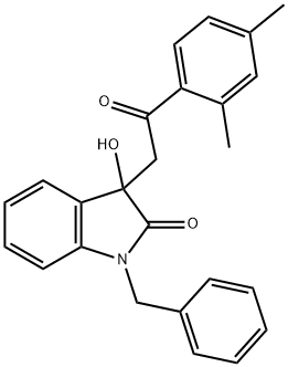 1-benzyl-3-[2-(2,4-dimethylphenyl)-2-oxoethyl]-3-hydroxy-1,3-dihydro-2H-indol-2-one Struktur