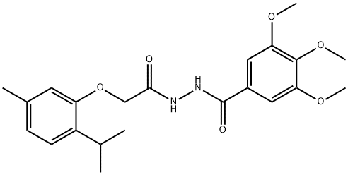 N'-[(2-isopropyl-5-methylphenoxy)acetyl]-3,4,5-trimethoxybenzohydrazide Struktur