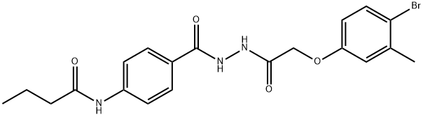 N-[4-({2-[(4-bromo-3-methylphenoxy)acetyl]hydrazino}carbonyl)phenyl]butanamide Struktur