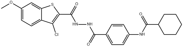 N-[4-({2-[(3-chloro-6-methoxy-1-benzothien-2-yl)carbonyl]hydrazino}carbonyl)phenyl]cyclohexanecarboxamide Struktur