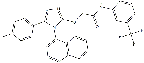 2-{[5-(4-methylphenyl)-4-(1-naphthyl)-4H-1,2,4-triazol-3-yl]sulfanyl}-N-[3-(trifluoromethyl)phenyl]acetamide Struktur