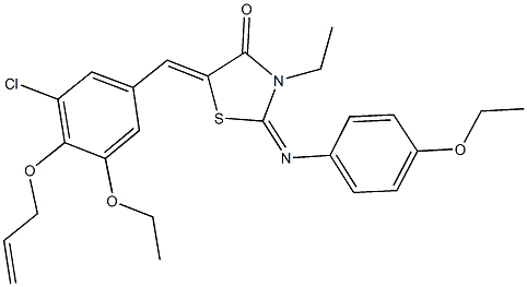 5-[4-(allyloxy)-3-chloro-5-ethoxybenzylidene]-2-[(4-ethoxyphenyl)imino]-3-ethyl-1,3-thiazolidin-4-one Struktur