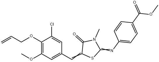 methyl 4-({5-[4-(allyloxy)-3-chloro-5-methoxybenzylidene]-3-methyl-4-oxo-1,3-thiazolidin-2-ylidene}amino)benzoate Struktur