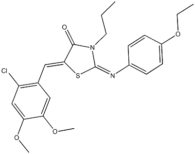 5-(2-chloro-4,5-dimethoxybenzylidene)-2-[(4-ethoxyphenyl)imino]-3-propyl-1,3-thiazolidin-4-one Struktur