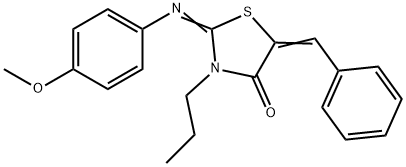 5-benzylidene-2-[(4-methoxyphenyl)imino]-3-propyl-1,3-thiazolidin-4-one Struktur