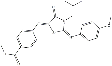 methyl 4-({3-isobutyl-2-[(4-methoxyphenyl)imino]-4-oxo-1,3-thiazolidin-5-ylidene}methyl)benzoate Struktur