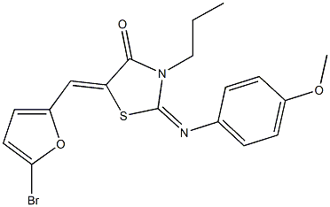 5-[(5-bromo-2-furyl)methylene]-2-[(4-methoxyphenyl)imino]-3-propyl-1,3-thiazolidin-4-one Struktur