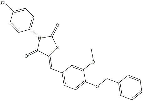 5-[4-(benzyloxy)-3-methoxybenzylidene]-3-(4-chlorophenyl)-1,3-thiazolidine-2,4-dione Struktur