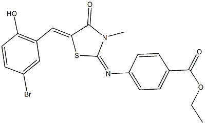 ethyl 4-{[5-(5-bromo-2-hydroxybenzylidene)-3-methyl-4-oxo-1,3-thiazolidin-2-ylidene]amino}benzoate Struktur