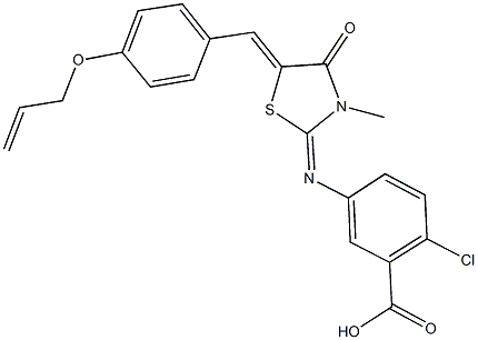 5-({5-[4-(allyloxy)benzylidene]-3-methyl-4-oxo-1,3-thiazolidin-2-ylidene}amino)-2-chlorobenzoic acid Struktur