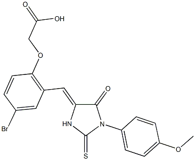 (4-bromo-2-{[1-(4-methoxyphenyl)-5-oxo-2-thioxo-4-imidazolidinylidene]methyl}phenoxy)acetic acid Struktur