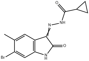 N'-(6-bromo-5-methyl-2-oxo-1,2-dihydro-3H-indol-3-ylidene)cyclopropanecarbohydrazide Struktur