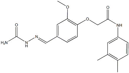 2-{4-[2-(aminocarbonyl)carbohydrazonoyl]-2-methoxyphenoxy}-N-(3,4-dimethylphenyl)acetamide Struktur