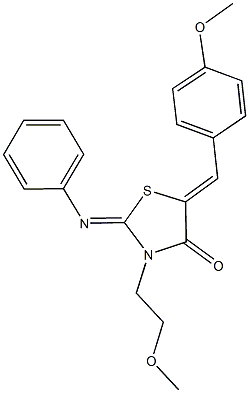 5-(4-methoxybenzylidene)-3-(2-methoxyethyl)-2-(phenylimino)-1,3-thiazolidin-4-one Struktur