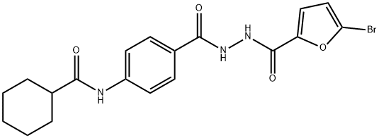 N-(4-{[2-(5-bromo-2-furoyl)hydrazino]carbonyl}phenyl)cyclohexanecarboxamide Struktur