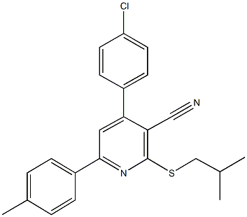 4-(4-chlorophenyl)-2-(isobutylsulfanyl)-6-(4-methylphenyl)nicotinonitrile Struktur