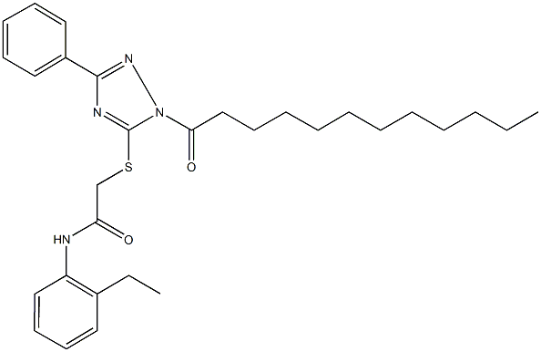 2-[(1-dodecanoyl-3-phenyl-1H-1,2,4-triazol-5-yl)sulfanyl]-N-(2-ethylphenyl)acetamide Struktur